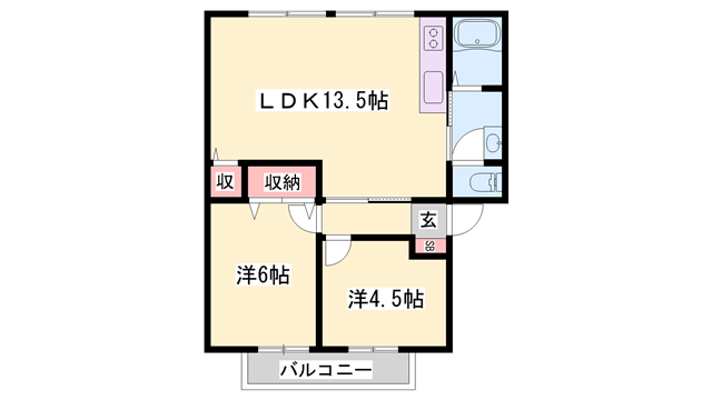 ハイツサンライフA棟(2LDK/1階)の間取り写真