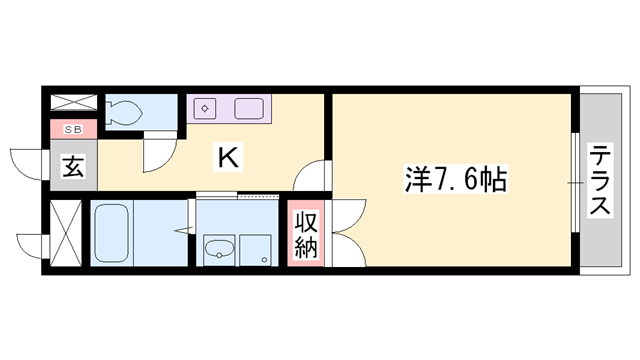メゾンエルシオン(1K/2階)の間取り写真