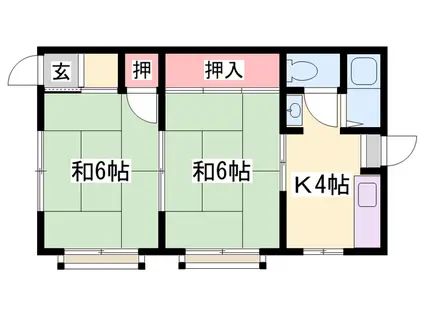 ハウス稲文I(2K/1階)の間取り写真