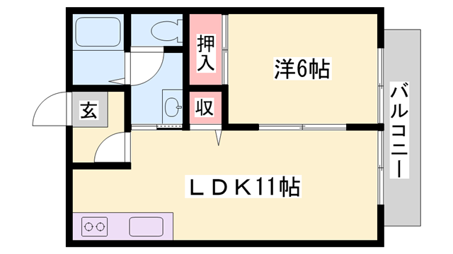ミレニアム21(1LDK/2階)の間取り写真