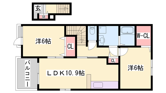ヴィオラ(2LDK/2階)の間取り写真