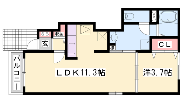 エスペランサ白国Ⅰ(1LDK/1階)の間取り写真