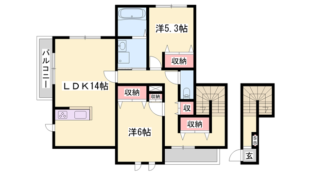 メゾベール自由が丘(2LDK/1階)の間取り写真