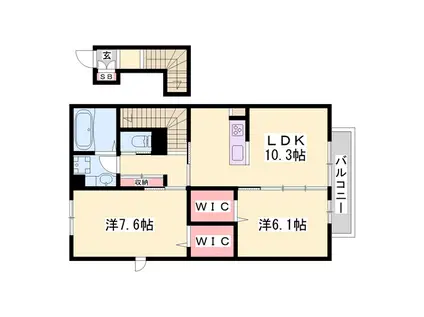 シャルムコート(2LDK/2階)の間取り写真