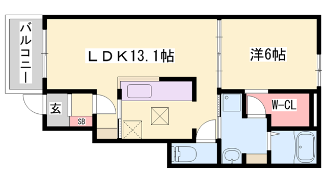 ジュワイユー・ベルⅠ(1LDK/1階)の間取り写真