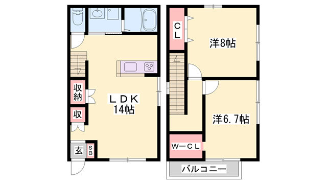 山陽電気鉄道本線 飾磨駅 徒歩14分 2階建 築13年(2LDK)の間取り写真