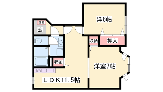 メイプルコート Ⅰ(2LDK/1階)の間取り写真