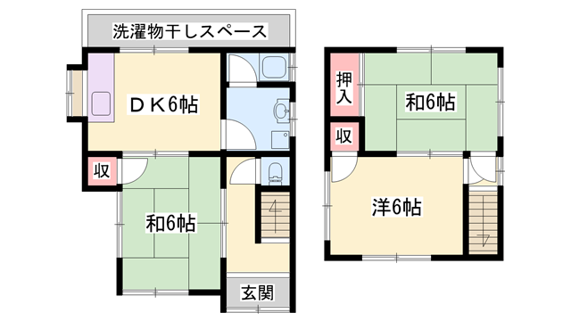 山陽電気鉄道本線 山陽姫路駅 徒歩24分 2階建 築33年(3DK)の間取り写真