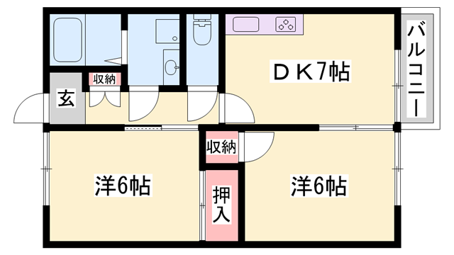 オレンジハイツ(2DK/1階)の間取り写真