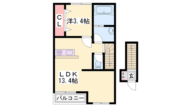 クリスタルハイツ土山(1LDK/2階)の間取り写真