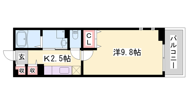 ソレイユ・北野(1K/1階)の間取り写真