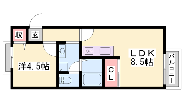 サンライフ広峰(1LDK/2階)の間取り写真
