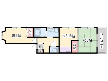 エクレールⅢ(2DK/1階)の間取り写真