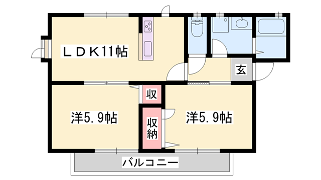 FRAGRANCE COMPLET(2LDK/2階)の間取り写真
