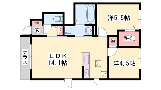 アネシス御立(2LDK/1階)の間取り写真