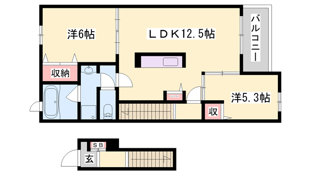 エスペランサ香寺Ⅱ(2LDK/2階)の間取り写真