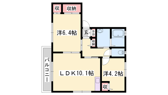 シャーメゾン北野(2LDK/2階)の間取り写真