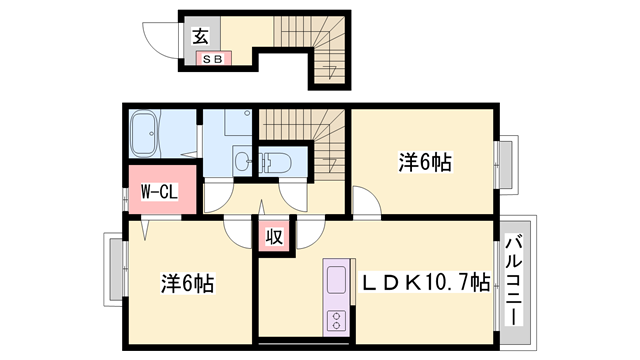 パルクヴァンベール(2LDK/2階)の間取り写真