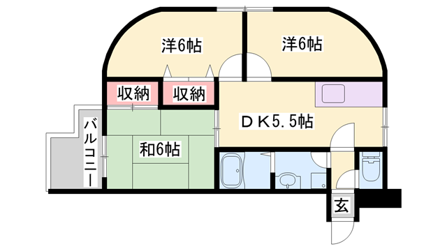 ロイヤルコーポ伊保Ⅱ(3DK/3階)の間取り写真