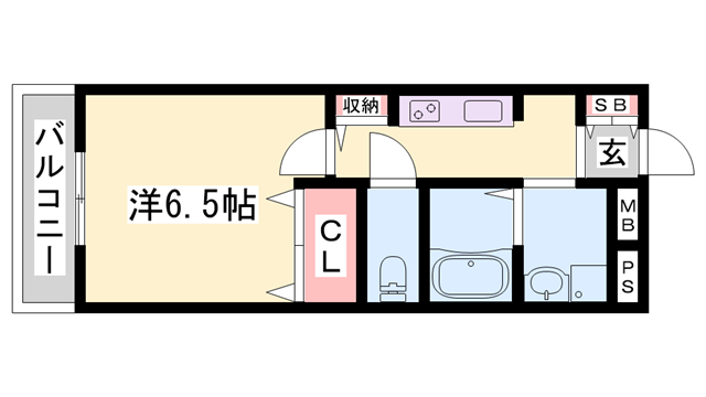 ハイツ中浜(1K/2階)の間取り写真