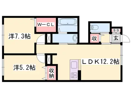 ジュセイビレッジ(2LDK/1階)の間取り写真
