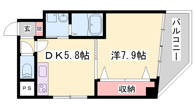 三共ヒルズ(1DK/5階)の間取り写真