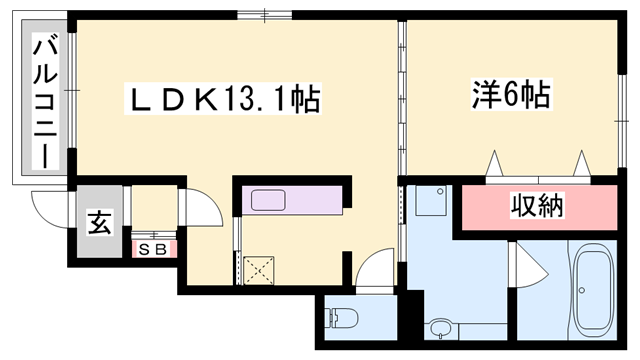 インプレス・ヴィラ(1LDK/1階)の間取り写真