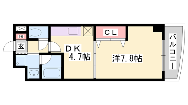 メルベーユコート(1DK/5階)の間取り写真