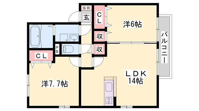 ハートランドⅢ(2LDK/2階)の間取り写真