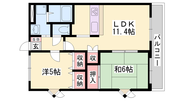 リブヒルズ(2LDK/1階)の間取り写真