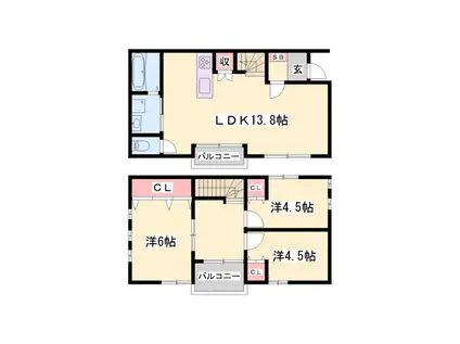 山陽電気鉄道本線 八家駅 徒歩18分 2階建 築12年(3LDK)の間取り写真