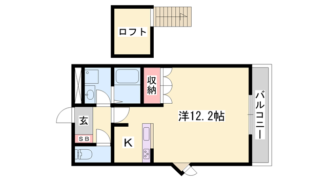 アシュランス(ワンルーム/2階)の間取り写真