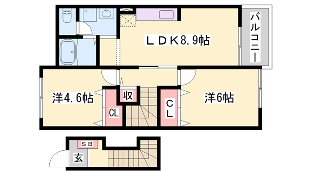 サン フェスタB(2LDK/2階)の間取り写真