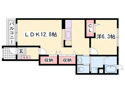 アメニティ・アミノウチA(1LDK/1階)の間取り写真