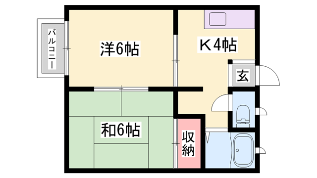 グレイスフルコート(2K/1階)の間取り写真
