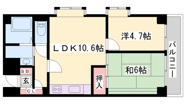 キャッスルコート辻井(2LDK/3階)の間取り写真