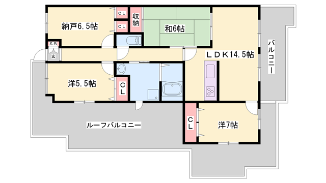 ネオステージ今宿(3SLDK/6階)の間取り写真