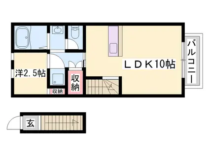 カプラン飾磨Ⅲ(1LDK/2階)の間取り写真