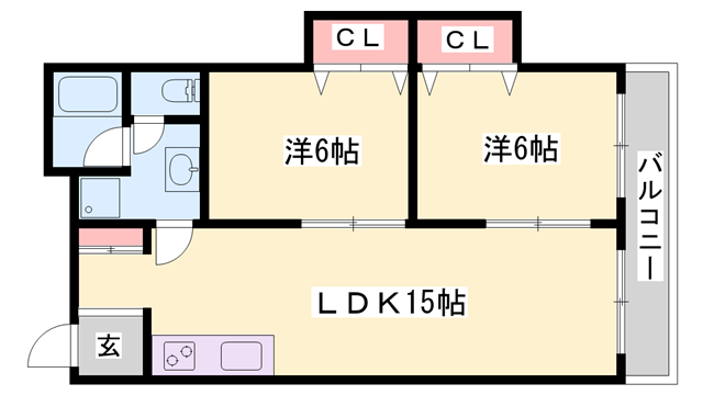 ペシュ七番館(2LDK/4階)の間取り写真