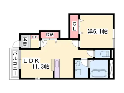 グランドゥール2(1LDK/1階)の間取り写真