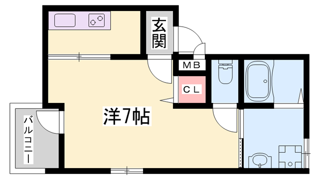 フィオーレ加古川(ワンルーム/2階)の間取り写真