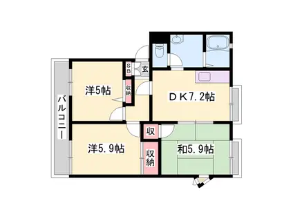 アネックス御立B・C(3DK/1階)の間取り写真