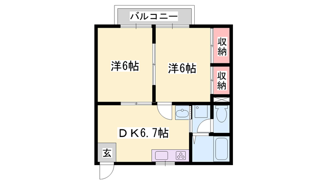 ロジュマン継(2DK/1階)の間取り写真