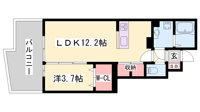 アルレーヌ恵比須(1LDK/1階)の間取り写真