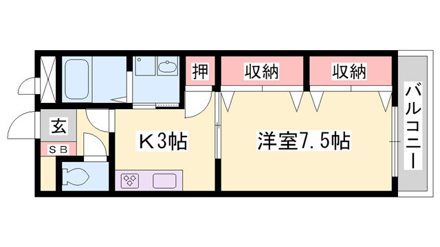 ヴァン ヴェール(1K/1階)の間取り写真