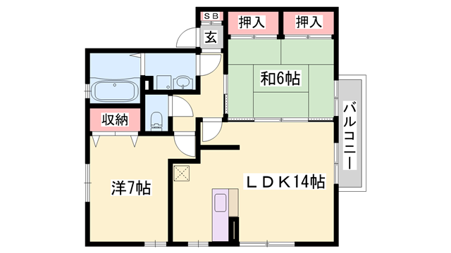 ローテローゼ自由が丘(2LDK/2階)の間取り写真