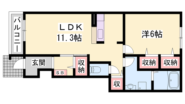 SUNLIT AI(1LDK/1階)の間取り写真