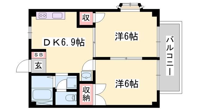プチメゾン(2DK/2階)の間取り写真