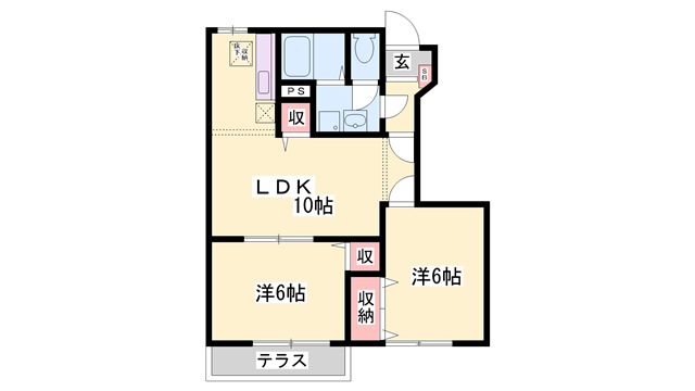 メゾンフロール2(2LDK/1階)の間取り写真
