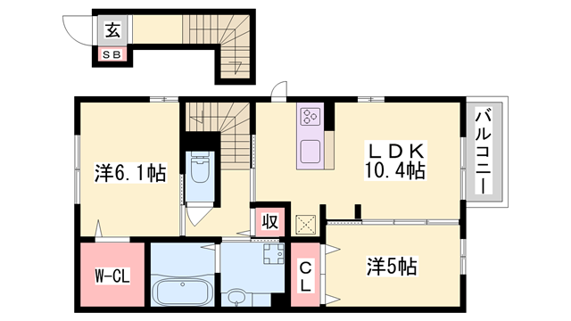 パークハイム六番館(2LDK/2階)の間取り写真